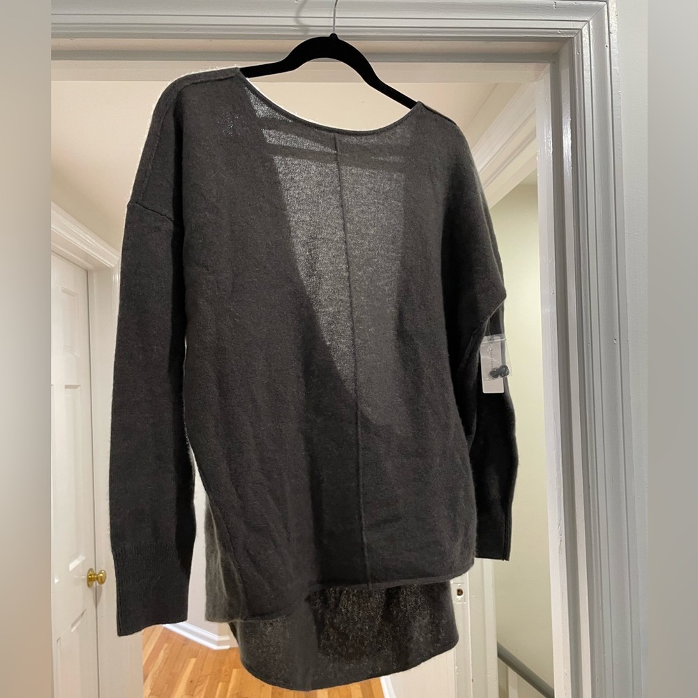 Anthropologie Grey Cashmere Sweater with Scoop Back - NWOT